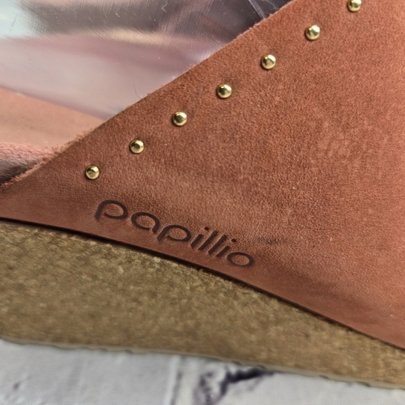 Papillio Birkenstock Namica Rivet nubuck wedge open toe slides sandals - Picture 9 of 10